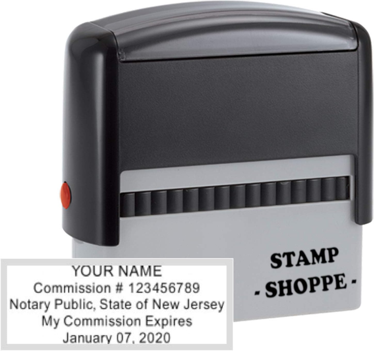 New Jersey Notary Grey Stamp Self Inking | Printy 4913, 2.3x0.81 Inch Rectangular Prints | New Jersey (Stamp Only)