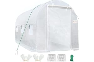 KING BIRD Upgraded 10x6.6x6.6FT Large Walk-in Greenhouse for Outdoors, Heavy Duty Galvanized Steel Hoop 8 Screen Door Window Netting Cover Tunnel Winter Snow Garden Plant Hot House, White