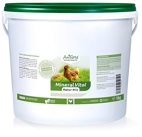 AniForte MineralVital Natur-Mix 5 kg mit Mineralien Muschelgrit Kalk für Knochen Feder - Naturprodukt für Hühner