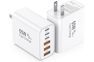 USB C Charger Block 65W, 2Pack 6-Port Type C Fast Charging Blocks PD USBC Plug Adapter + QC USB Wall Charger Cube Multiport B