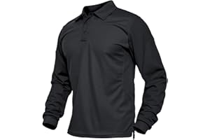 BIYLACLESEN Men's Jersey Golf Polo Shirts Outdoor Pique Performance Tactical Military Long Sleeve Shirts