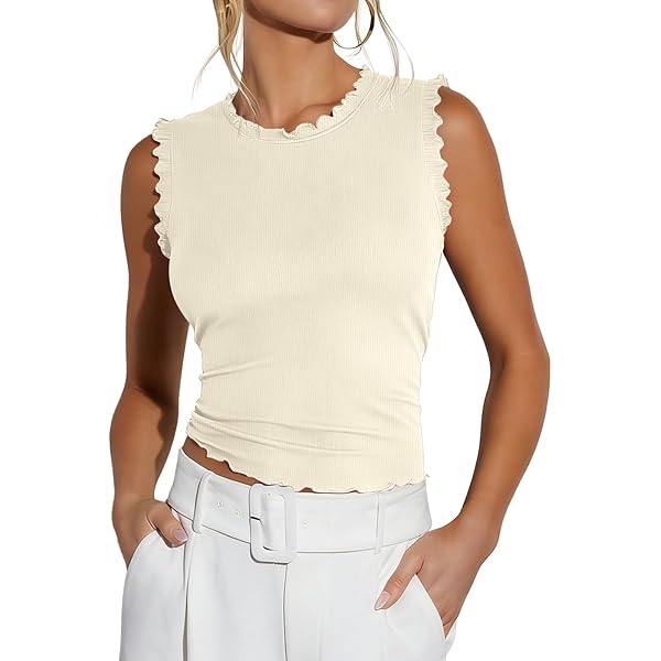 ZESICA Women's Summer Ruched Trendy Tank Top 2026 Cap Sleeve Boat