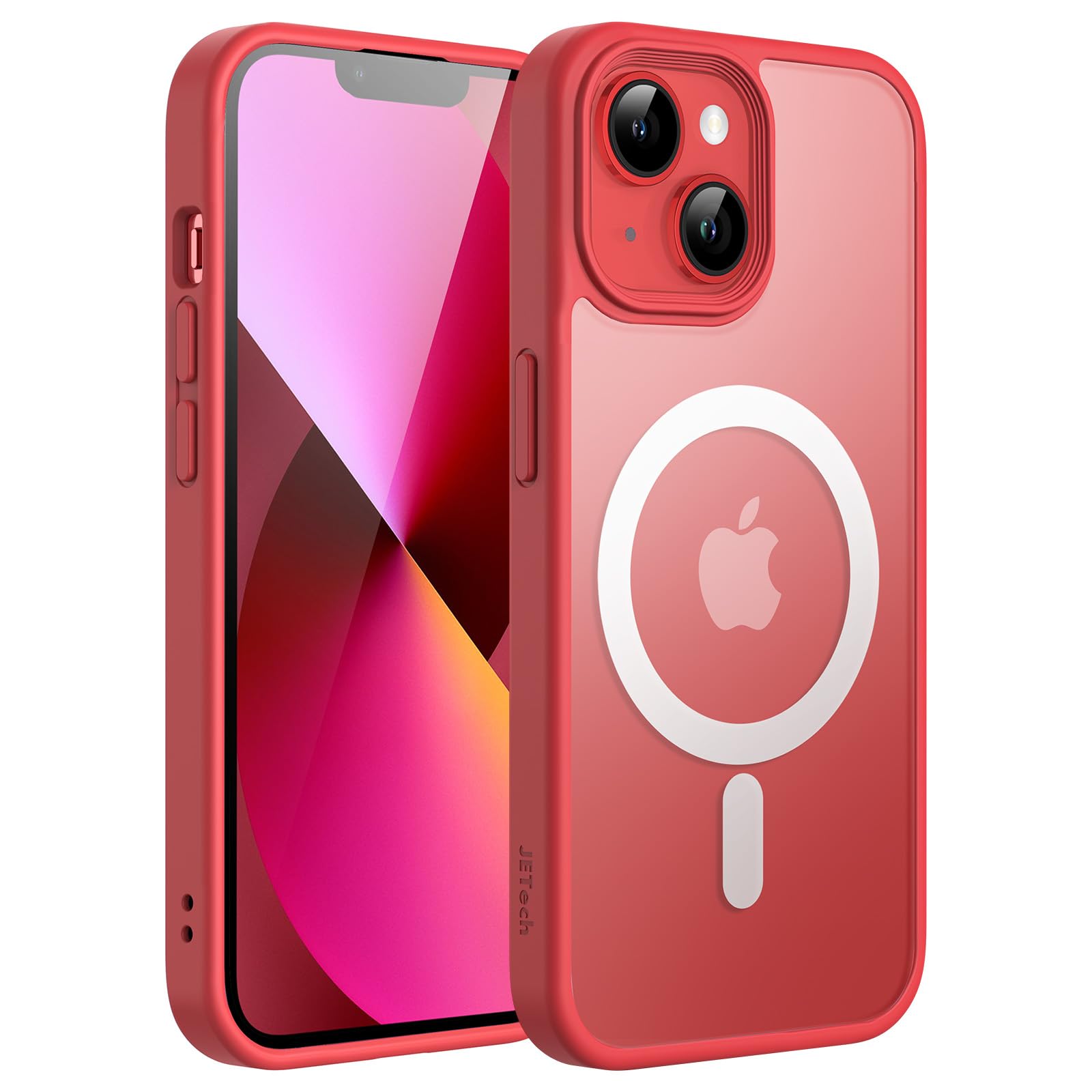 Photo 1 of JETech Magnetic Case for iPhone 13 6.1-Inch Compatible with MagSafe, Translucent Matte Back Slim Shockproof Phone Cover (Red)