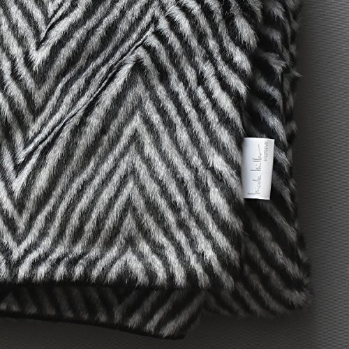 Nicole Miller Mink Faux Fur Throw, Luxury Plush Blanket in Black, Brown