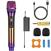 Handheld Wireless Microphone, Can imitate 4 types of sounds Handheld UHF Microphone ,200Ft, Handheld Wireless Mic for large stage Singing Karaoke Wedding DJ Party Speech Church Class Use PA System