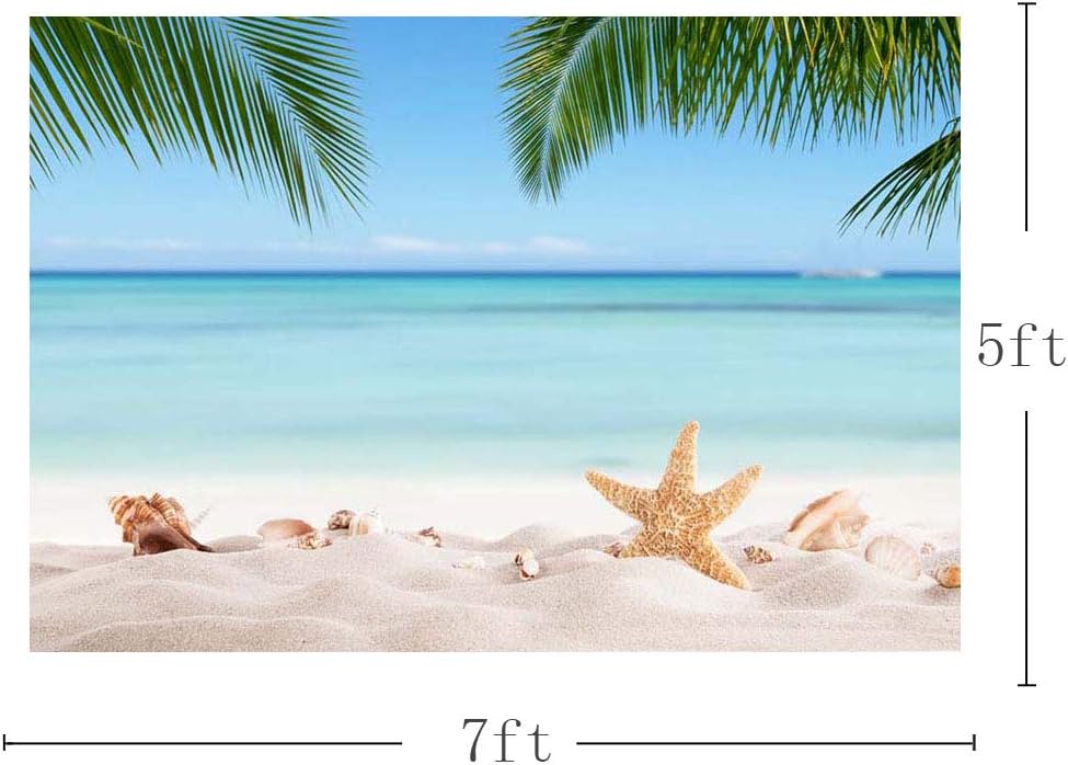 MEHOFOND 7x5ft Summer Beach Bridal Shower Backdrop Banner Seaside Palm Trees Photography Background for Picture Blue Sea Sky Tropical Birthday Wedding Party Decorations Photo Booth Studio Props - Image 4