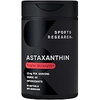 Sports Research Triple Strength Astaxanthin Supplement from Algae w/Organic Coconut Oil - Natural Support for Skin & Eye Heal