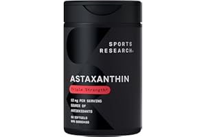 Sports Research Triple Strength Astaxanthin Supplement from Algae w/Organic Coconut Oil - Natural Support for Skin & Eye Heal