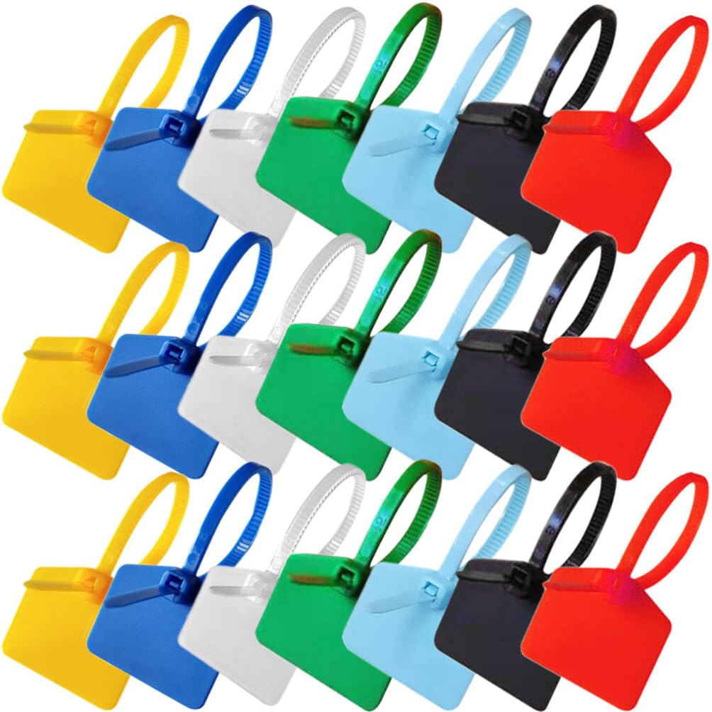 Operitacx Cable Labels Zip Tie Tags 120 Pack 1.18 Inch Nylon Wire Zip Ties with Marking Labels for Indoor Wire Management in Assorted Colours