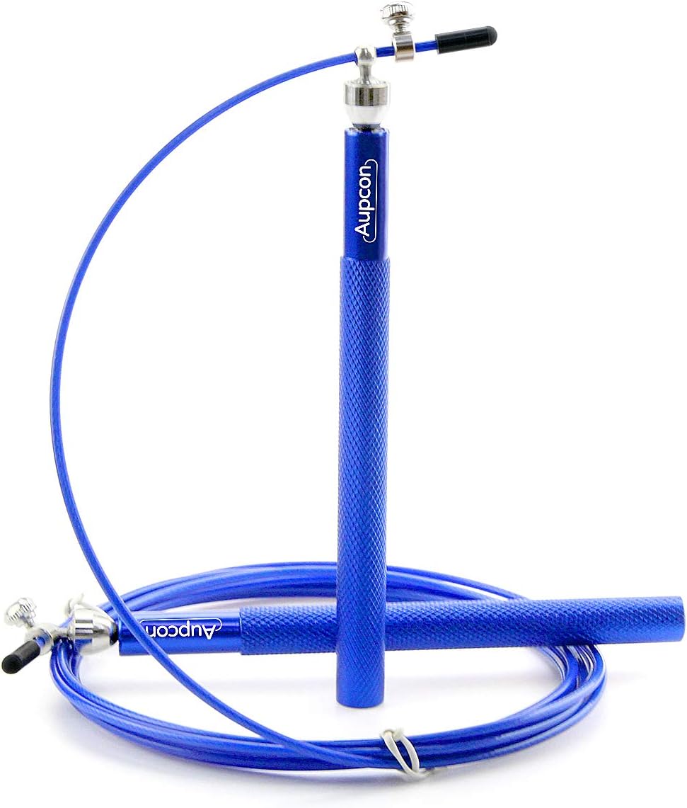AUPCON Speed Skipping Rope Crossfit - 360° Swivel Ball Bearing Jump Rope Adjustable Workout for Speed Jumping Double Unders, Exercise, WOD, Outdoor, MMA & Boxing Training