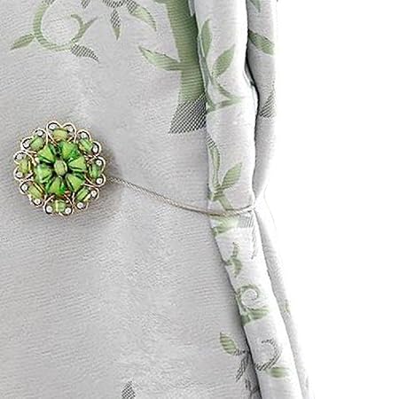 Bipy Curtain Tiebacks Crystal Magnetic Green Floral Shower