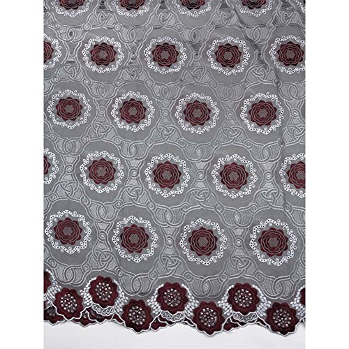 Premier African Fabric Premium Swiss Voile Lace 100% Cotton Grey Wine tx2_8