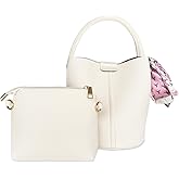 JongCen Bucket Bags for Women Leather Bucket Bag Crossbody Bucket Bag with Removable Shoulder Straps