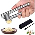 Mempedont Garlic Press Mincer - 304 Stainless Steel Garlic Crusher & Peeler Set, Detachable, Heavy-duty, Rust Proof Garlic Mi