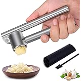 Mempedont Garlic Press Mincer - 304 Stainless Steel Garlic Crusher & Peeler Set, Detachable, Heavy-duty, Rust Proof Garlic Mi