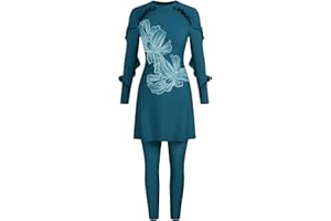 ZAFUL Women Modest Muslim Swimsuits Ruffle Full Coverage Islamic Arabic Burkini 2 Pieces Bathing Suit
