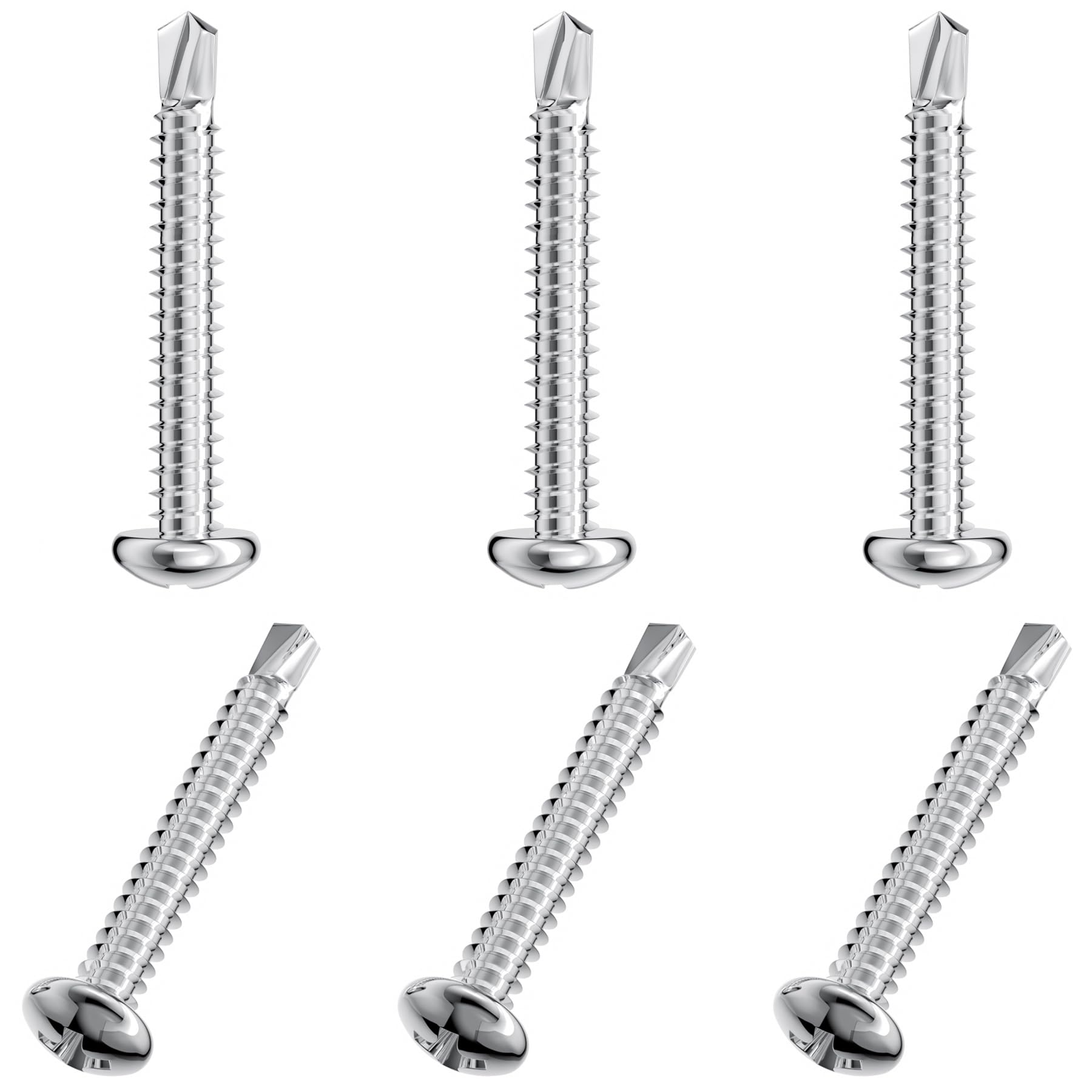 50 PCS Stainless Steel Round Head Drilling Self Tapping Screws for Metal (M4.8 * 32mm)