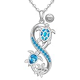 Fenthring Sea Turtle Necklace for Women Sterling Silver Infinity Pendant Ocean Wave Jewelry Christmas Mothers Day Gifts for Mom