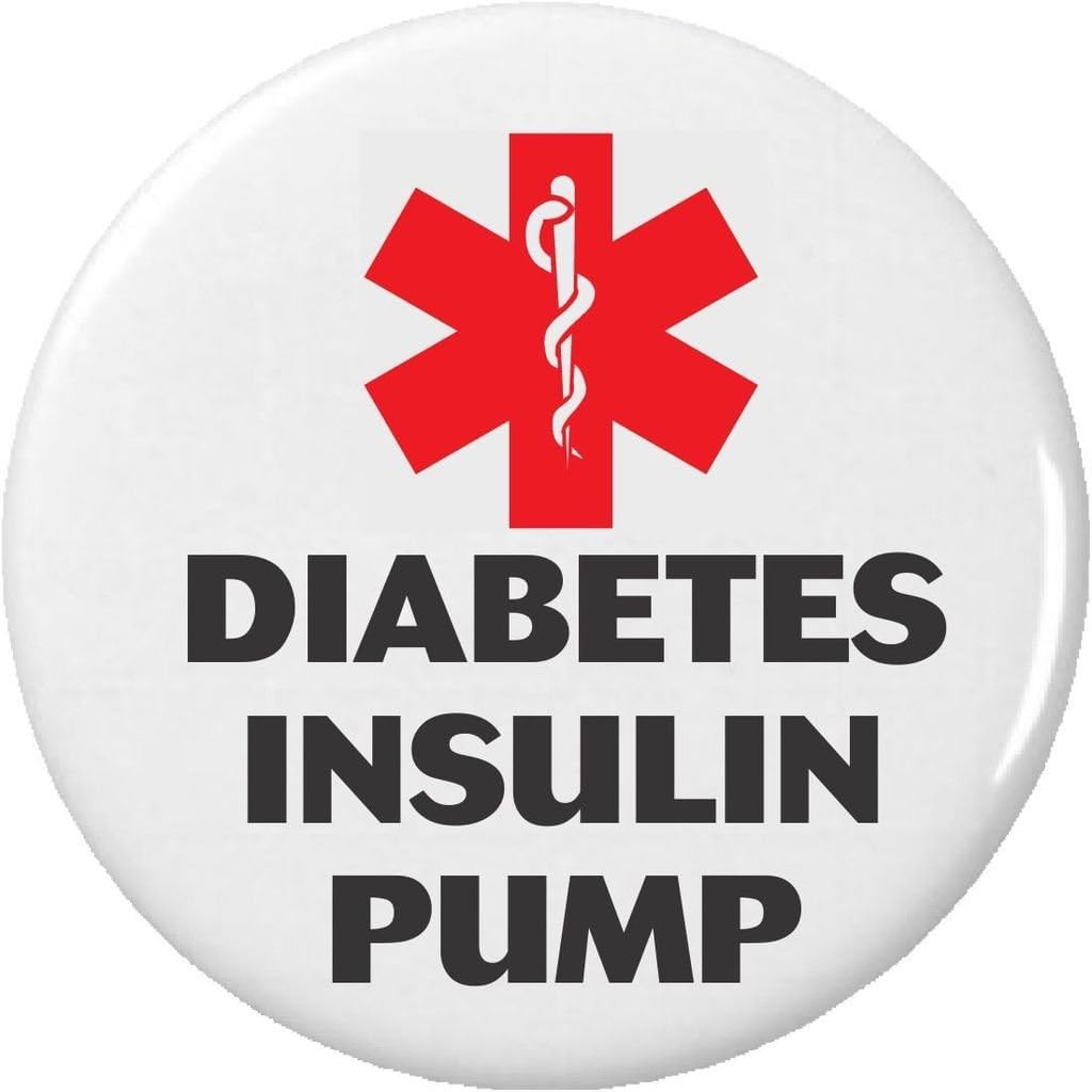Medical Alert DIABETES INSULIN PUMP Button Pin Diabetic