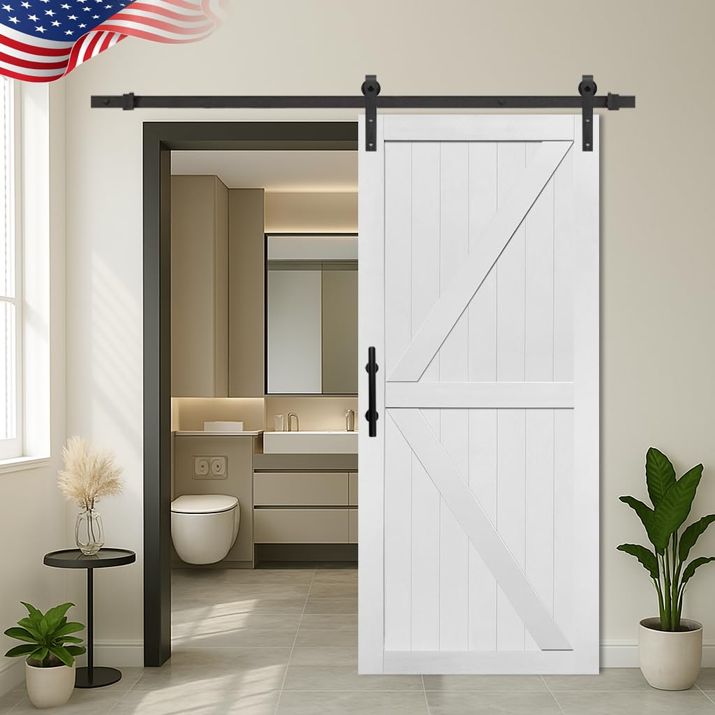 S&Z TOPHAND® 36in x 84in MDF Barn Door with 6.6FT