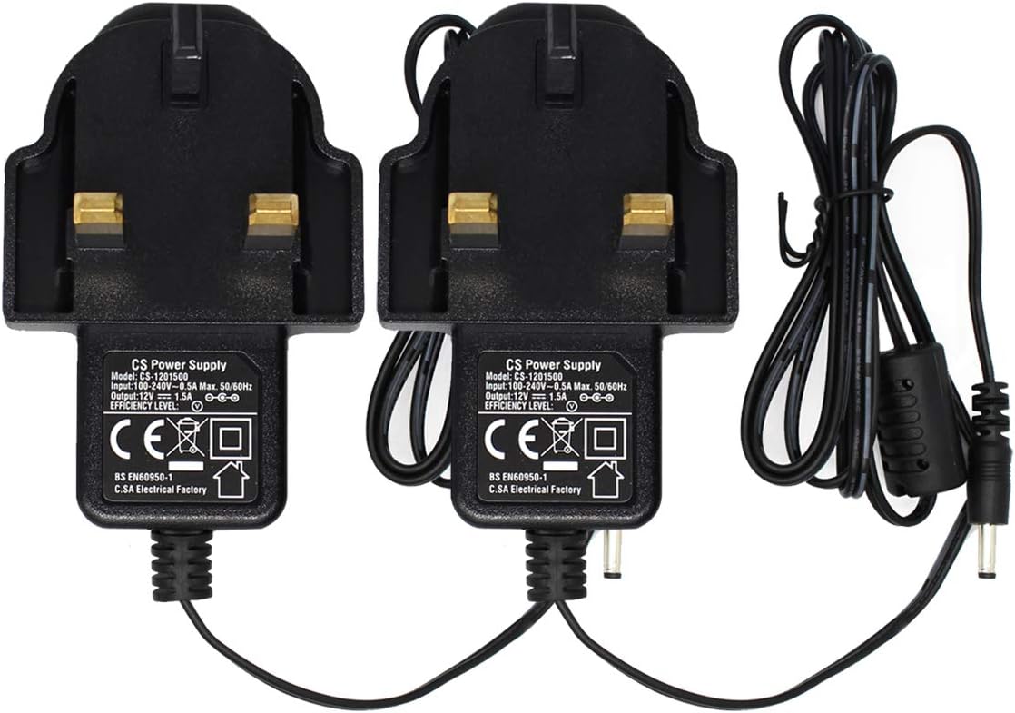 Security-01 2-Pack AC to DC 5V 2A Power Adapter Supply, Plug UK 3.5mm x 1.35mm with 5.5mm x 2.1mm Tip
