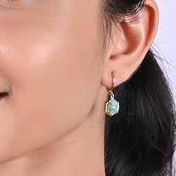 Gempires Black Spinel Hexagon Drop Earrings for