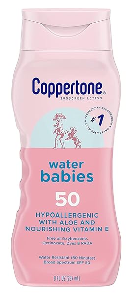 COPPERTONE SPF#50 WATERBABIES ALOE & VITAMIN-E LOTION 8 OUNCE (237ML) (PACK OF 2)