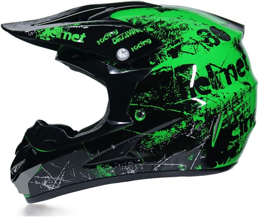 Kinder Motorradhelm DOT-geprüft - Komplettset Mit Brille & Handschuhen