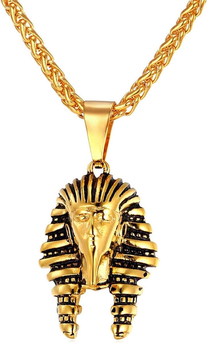 Gungneer Pyramid King Pharaoh Stainless Steel Pendant Necklace Egyptian