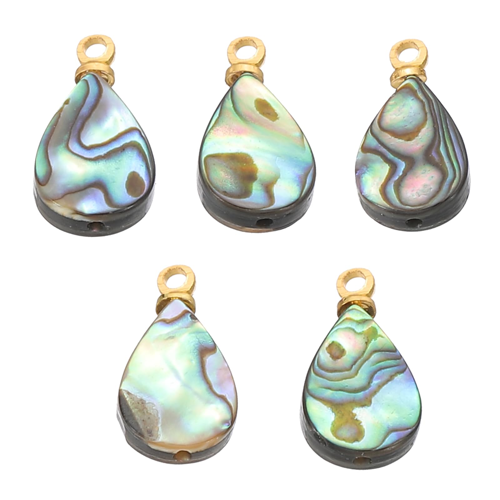PATIKIL Abalone Shell Charm, 5 Pcs Water Drop Paua Shell Pendant 10mm Sea Abalone Shell Decorations for Necklace DIY Ocean Jewelry Making, Mix Colors