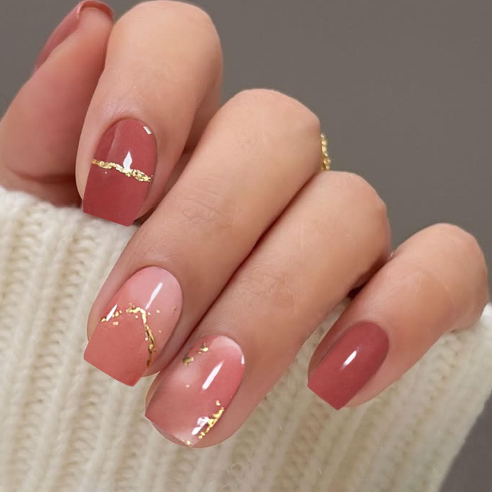 JMEOWIO Gel Nail Stickers Red French Tip Semi Cured Gel Nail Strips Wraps UV/LED Nails Art Design Decoration Accessories