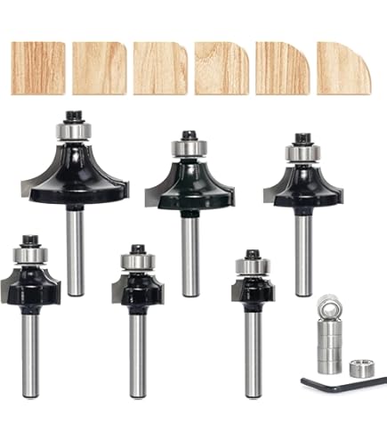 Yonico 13330q Set 3 Frese Per Router A Profilo Arrotondato – Raggi 1/16, 1/8, 3/16 – Gambo 1/4