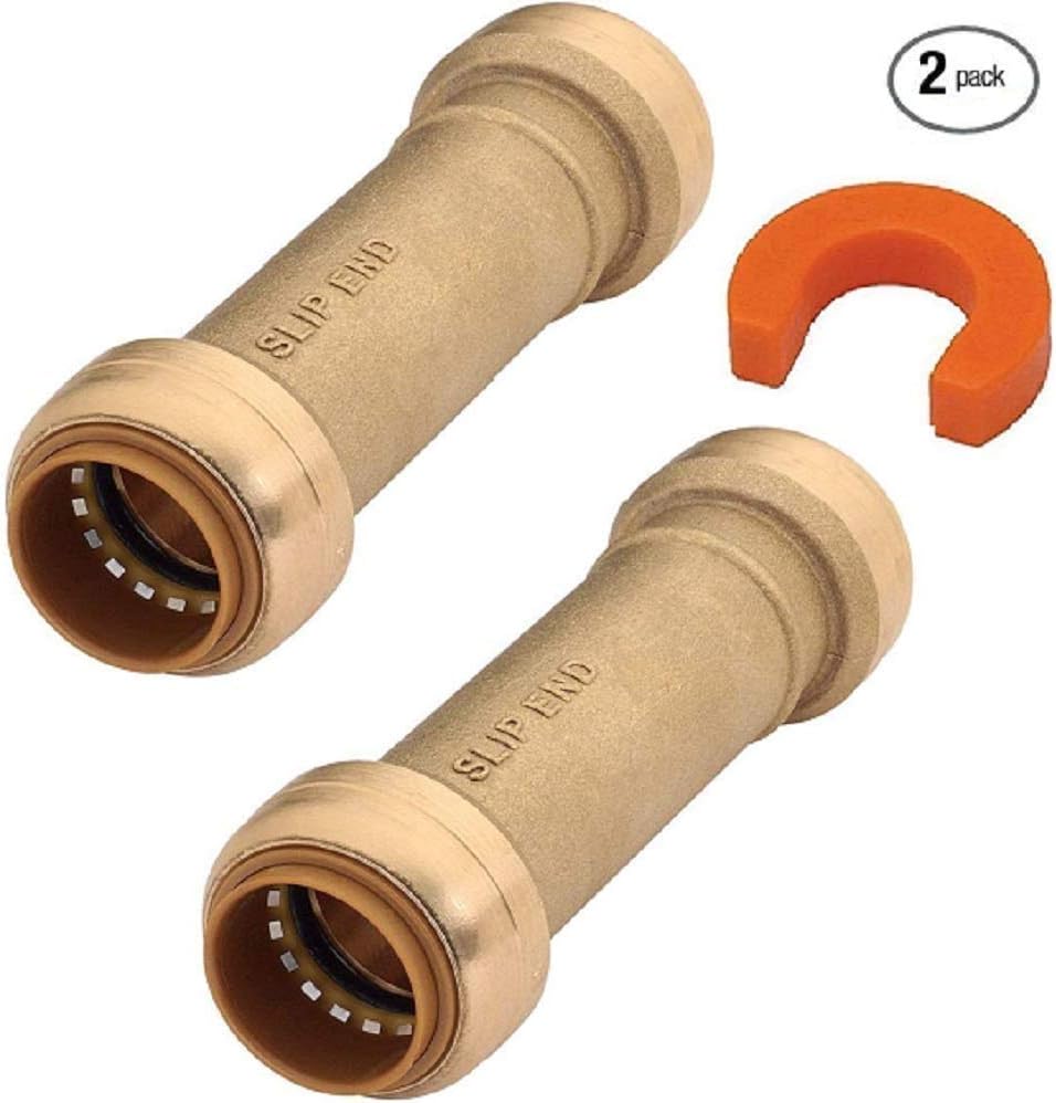 3/4 Slip Coupling U3016LF with Disconnect Clip - Lead Free Brass Fitting for Copper, PEX, CPVC, HDPE and PE-RT Residential or Commercial Plumbing - 100% Satisfaction Guarantee (Push Release) (2 Pack)