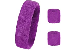 80s Sweat Bands Wristbands Neon Sports Headbands Wristbands for Women Men Non Slip Workout Sweatband Wrist Bands for Gym