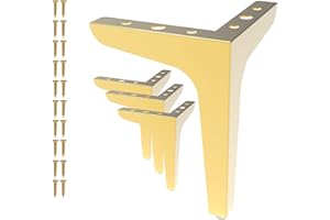 LOSODONA 5 Inch Furniture Legs Set of 4 Right Angle Furniture Legs Metal Table Legs Metal Modern Style Sofa Legs Chair Legs Heavy Duty Sofa Replacement Feet for Couch, Nightstand, Ottoman, Cupboard (Gold)