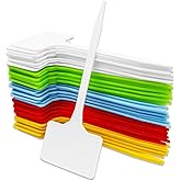 Eyech 50Pcs Waterproof Plant Labels, Large Plastic T-Type Plant Tags for Outdoor Indoor, 5 Colors Thickened Garden Markers for Potted Plants & Flowers, 5.6 * 15cm