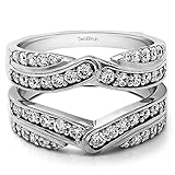 TwoBirch 1.01 Ct. Infinity Bypass Engagement Ring Guard in Sterling Silver with Cubic Zirconia