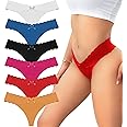 ETAOLINE Thongs for Women Seamless Panties No Show Underwear 6 Packs Multicolor