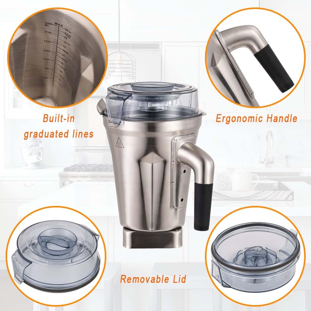 for Vitamix Blenders 64oz Stainless Steel Container, replace 5200 E310 Pro 750 A3500 X4 etc, compatible with Classic/Explorian/Professional/Ascent/Propel Series Pitcher Jar Cup
