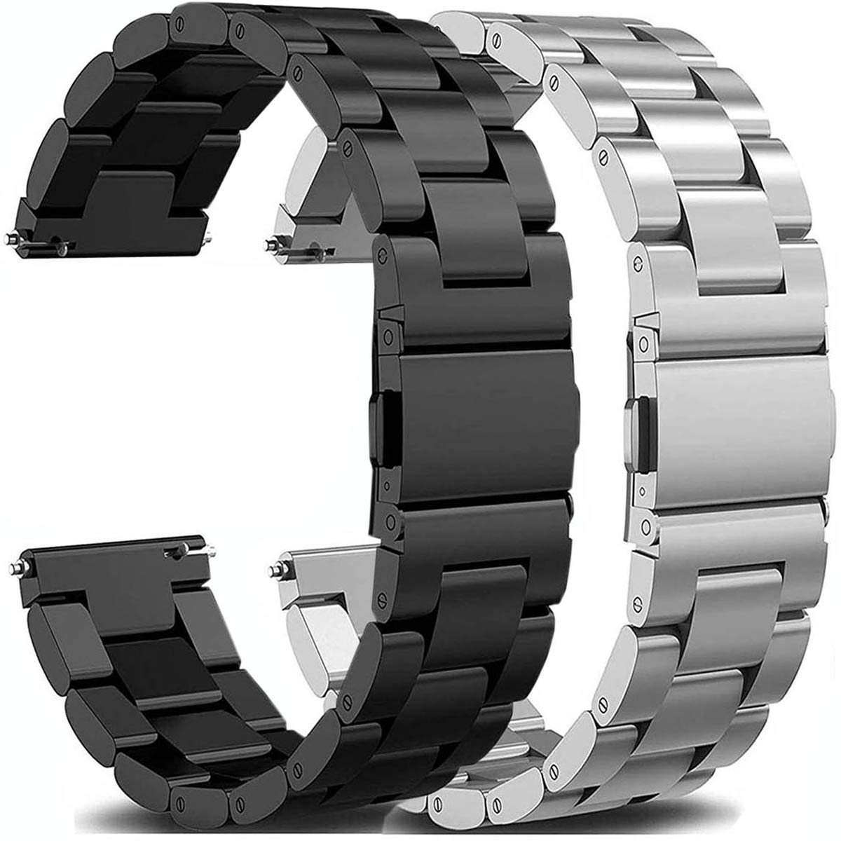 OTOPO for Galaxy Watch 3 45mm Strap/46mm Strap & Gear S3 Straps, 22mm Stainless Steel Watch Strap Replacement Bracelet for Samsung Galaxy Watch 3 45mm/46mm/Gear S3 Frontier Smart Watch - Black+Silver