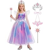 Hitormoon Good Witch Costume Girls Pink Princess Dress Kids Birthday Party Dress Up Set with Accessories