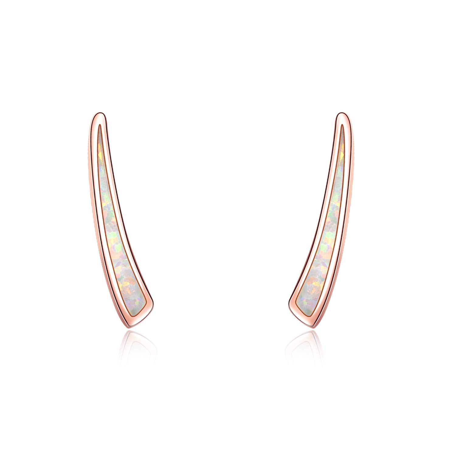 WINNICACA Ear Climber Earrings Rose Gold Opal Bar Sterling Silver Stud Ocotber Birthstone Earrings Gifts for Women Girls Birthday