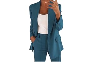 2 Piece Suits for Women Business Casual Long Sleeve Blazer Jackets Wide Leg Pants Office Outfits with Pockets