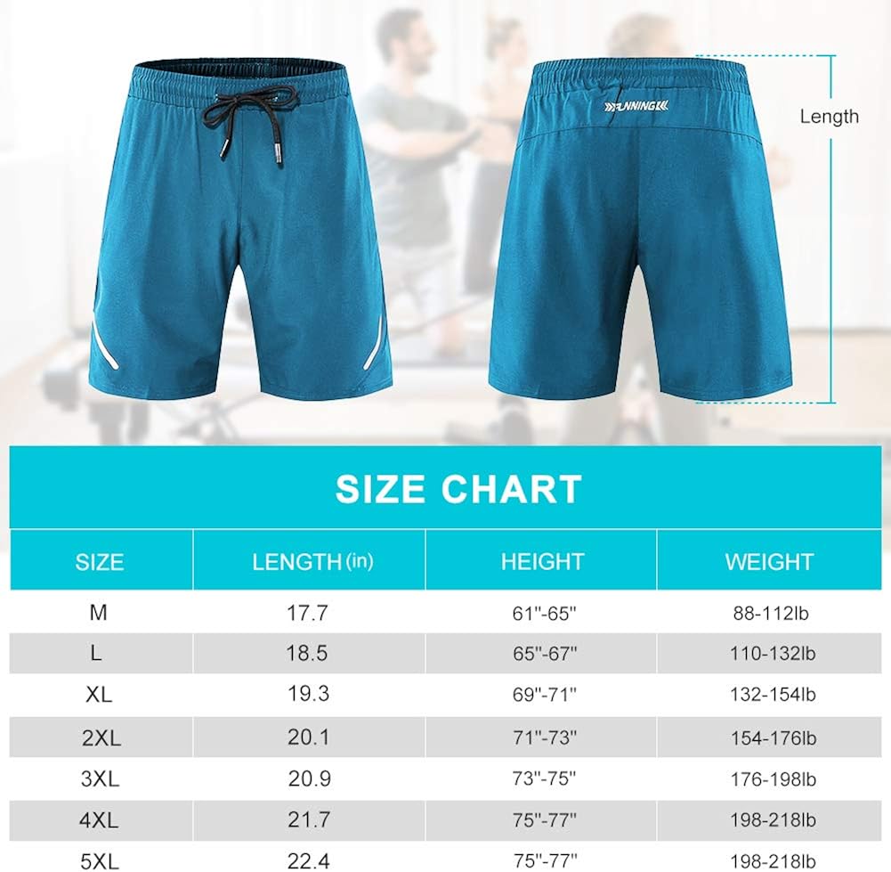Tesuwel Men's Workout Running Shorts Quick Dry Athletic Sports Gym Shorts with Zip Pockets: Clothing