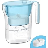 Waterdrop Water Filter Pitcher, 200-Gallon Long-Life, Countertop NSF Certified Water Purifier, Replaces 6,400 Plastic Water Bottles a Year, Reduces Chlorine, PFOA/PFOS, 7-Cup, Blue