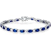 Leva Jewkis Birthstone Bracelets for Women Sterling Silver Tennis Bracelets with Created Gemstones Dainty Charm Jewelry Anniversary Birthday Gifts for Women 7 Inches
