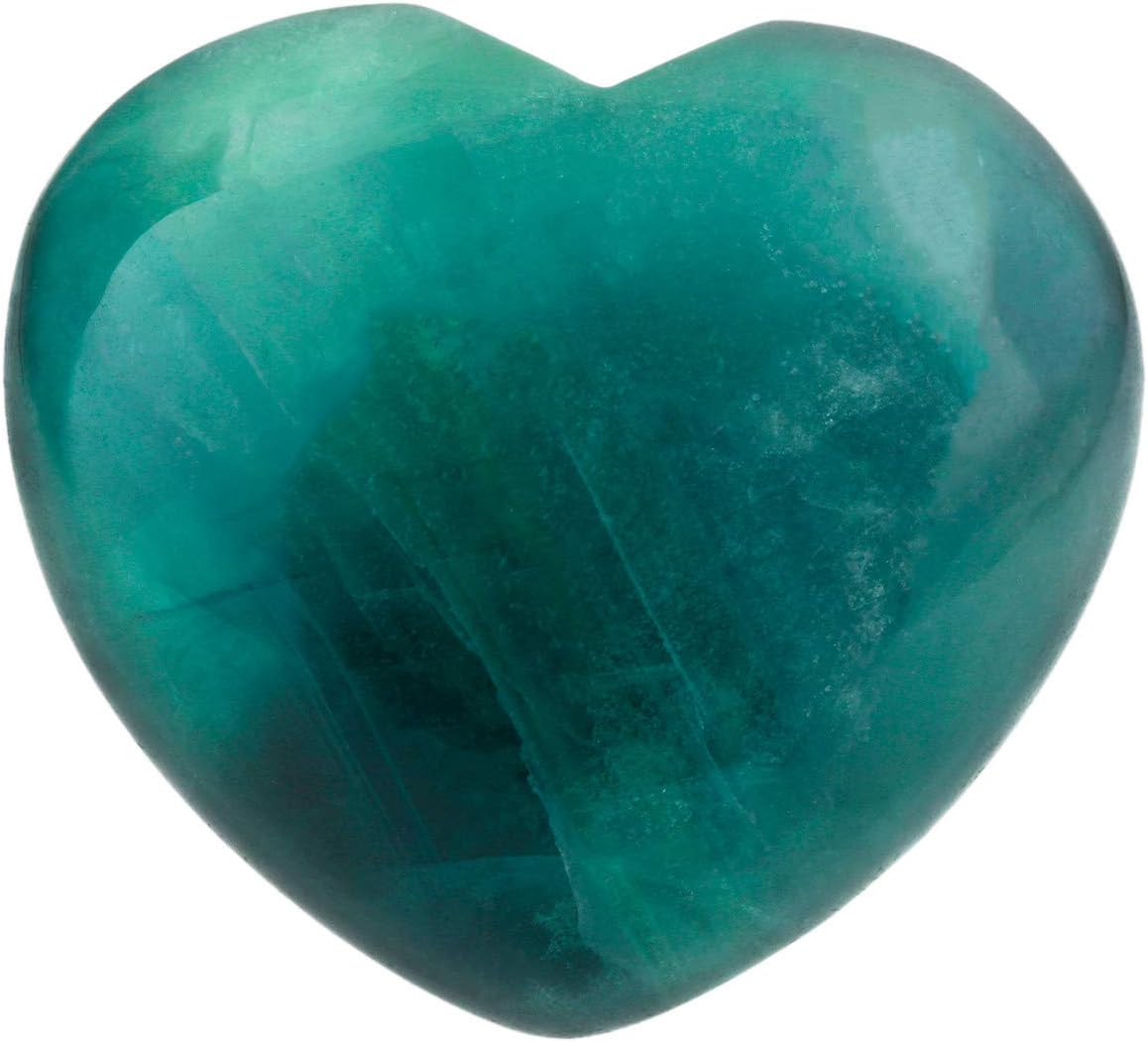 KYEYGWO Green Fluorite Puff Heart Healing Crystals Love Stone