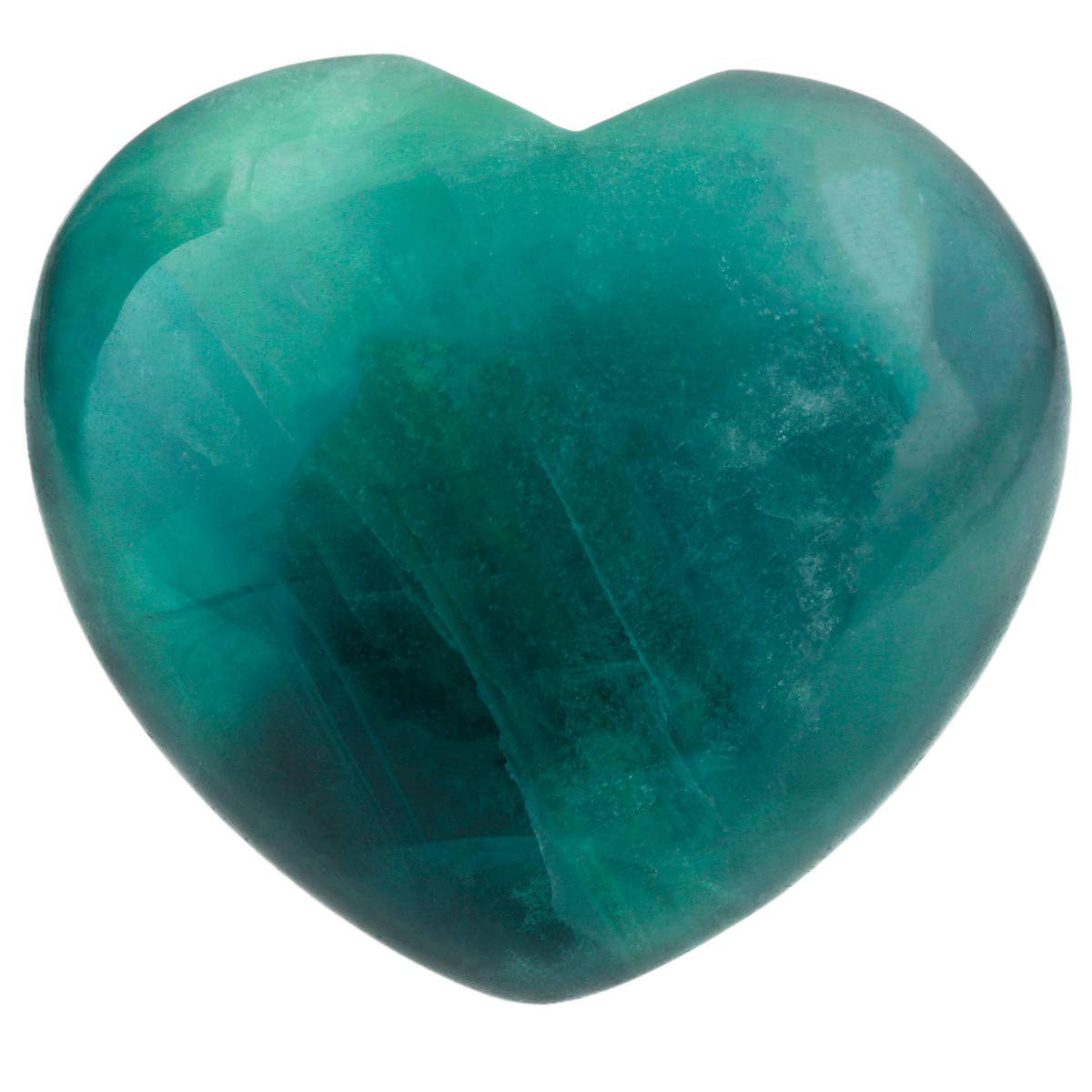KYEYGWO Green Fluorite Puff Heart Healing Crystals Love Stone, Pocket Stones Palm Worry Stone for Reiki Meditation Balancing, 1.7" (1 PCS)