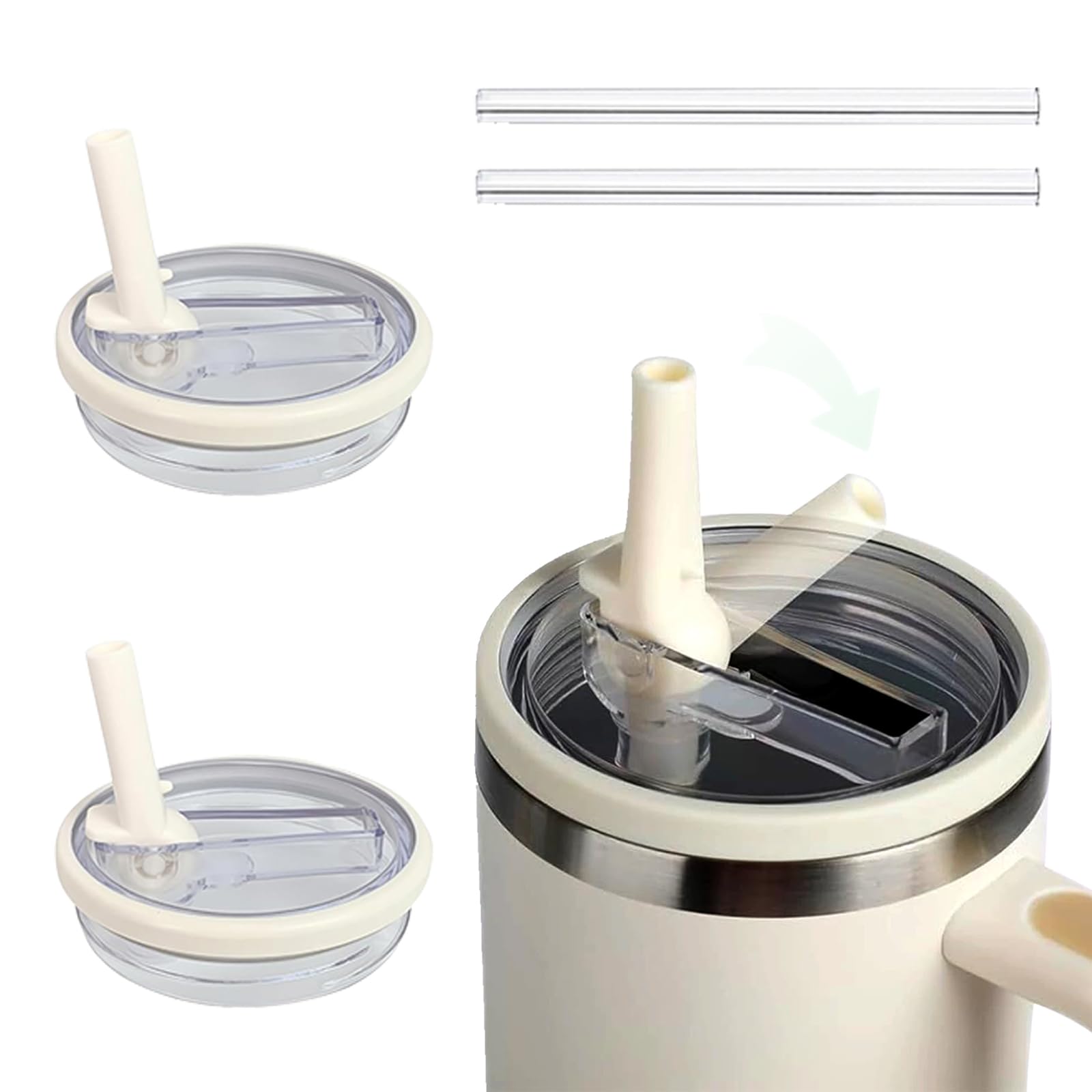 Photo 1 of 40 oz Flip Straw Leak Proof Lid for Stanley, Spill Proof Top Replacement for Stanley Quencher and ProTour, 2025 NEW Reusable Tumbler Cover Replacement Accessories for 40 oz StanleyCup