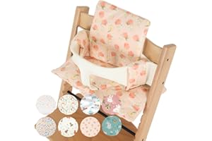 Gembebe Waterproof & Compatible Stokke Tripp Trapp Cushion Set - Easy to Clean - Made in Korea - 100% Cotton Stokke Tripp Trapp High Chair Cushion Set (Peach Bunny)